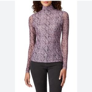 Out From Under Luna Sheer Lace Mock Neck Top Lavender